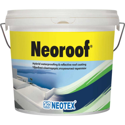Акрил-полиуретановая УФ стойкая гидроизоляция NEOTEX NEOROOF 4кг, белая, Ral 9004