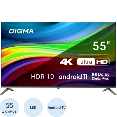 Телевизор Digma DM-LED55UBB41, смарт (Android TV)