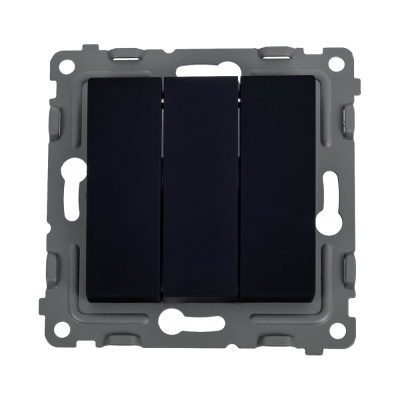 Выключатель 3-клавишный TOKOV ELECTRIC скрытой проводки, Pixel, 10А, IP20, механизм, карбон TKE-PX-V3-C14