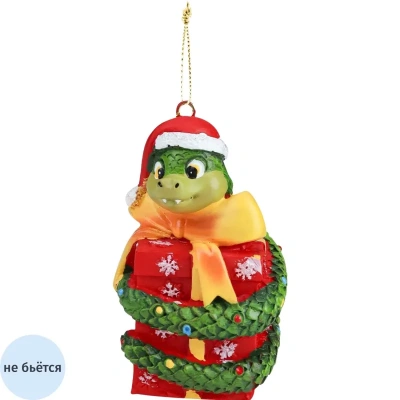 Игрушка Полирезиновая подвеска Змейка с подарком,5-5,5x7см НУ-6894