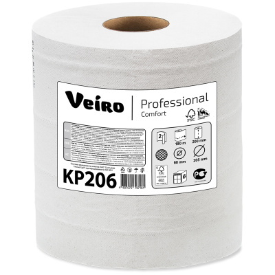 Полотенца бумажные Veiro Professional Comfort с ЦВ 2сл 180м 6рул/уп KP206