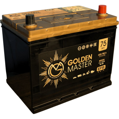 АКБ GOLDEN MASTER EFB ASIA 6СТ-75 (R)-(0) 620А 260x175x225 мм