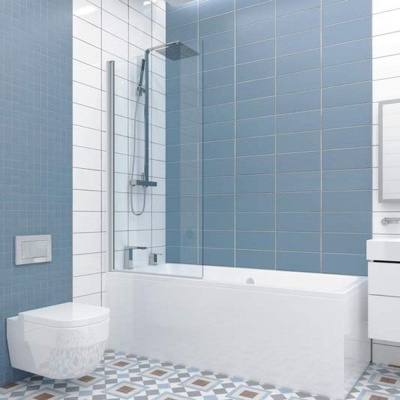 Шторка на ванну GuteWetter gwmplp61asq 65x150 см, профиль хром блестящий, стекло бесцветное закаленное 8 мм