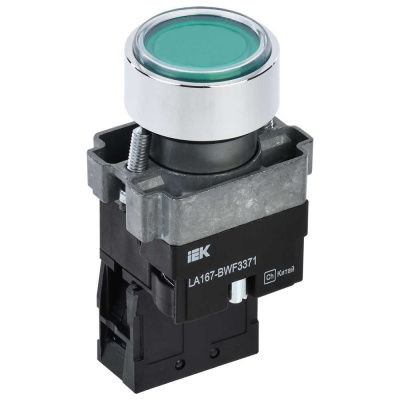Кнопка IEK LA167-BWF3371 d=22мм RC 1NO с подсвет зеленая