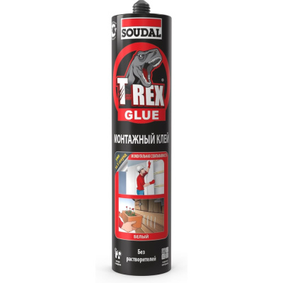 Монтажный клей SOUDAL T-REX МОМЕНТАЛЬНАЯ СХВАТЫВАЕМОСТЬ 380 г Белый RED old