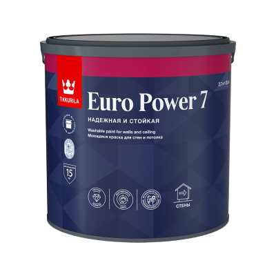Моющаяся краска для стен и потолка Tikkurila EURO POWER 7 700001120