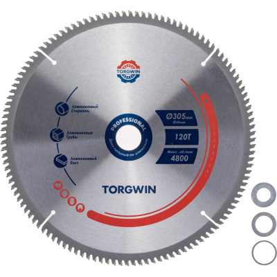 Диск пильный по алюминию TORGWIN 305х30 мм T120 (переходное кольцо 25.4)