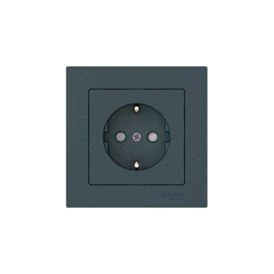 Розетка Systeme Electric ATLASDESIGN с заземлением со шторками, 16А, в сборе, быстрозажим. клем., изумруд