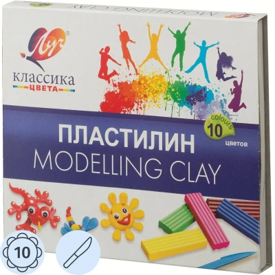Пластилин классический Луч Классика 10 цв 200 гр со стеком