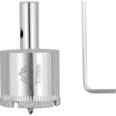 Коронка с центрирующим сверлом по стеклу и керамике (32х55 мм) Vertextools