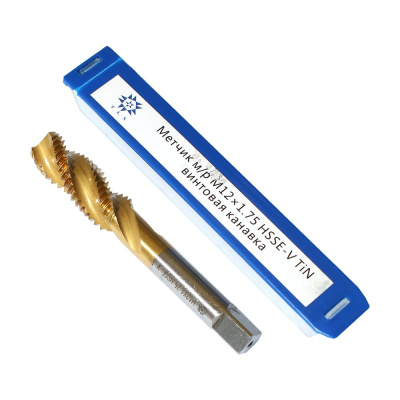 Метчик TLX М12,0 1,75 м/р.HSSЕ-V GV3 винтовая канавка, покрытие TiN ISO 529