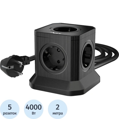 Сетевой фильтр AGNI 5р/2м,черный(TP-VE4U5E-2m-black)