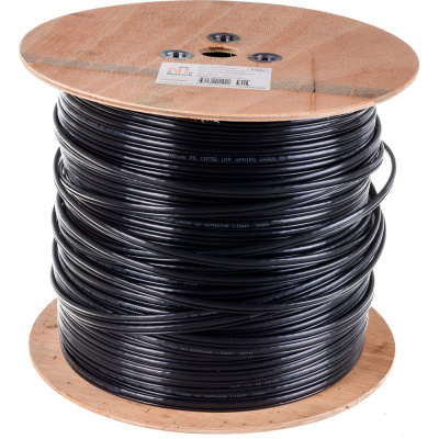 Кабель с одножильным тросом Netlink омедненный NL-CCA UTP 4PR 24 AWG CAT5е 305м внешний