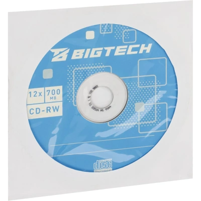 Носители информации Bigtech YCDRWB003 CD-RW/700МБ/12x/1шт конверт белый
