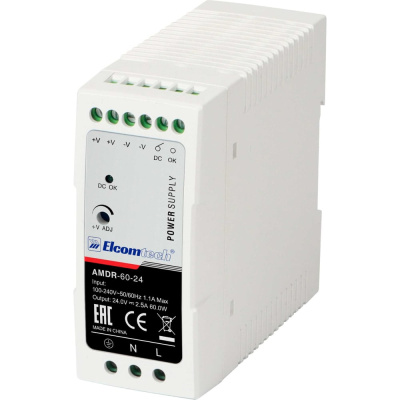 Блок питания ELCOMTECH A MDR-60-24 AC/DC на DIN рейку 60W 24V 2.5A Пластик