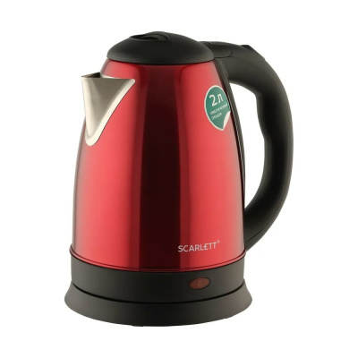 Чайник SCARLETT SC-EK21S76, 2 л, 1800 Вт, закрытый нагревательный элемент, сталь, красный