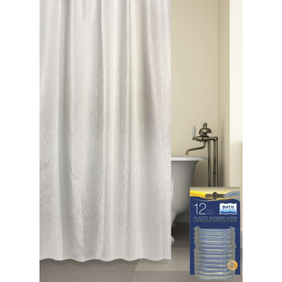 Комплект: штора для ванной и кольца Bath Plus AFFORDABLE LUXARY