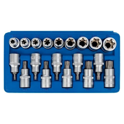 Набор головок и головок со вставками TORX 1/2" DR, 19 предметов VERTUL