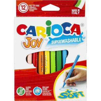 Фломастеры CARIOCA (Италия) "Joy", 12 цветов, суперсмываемые, вентилируемый колпачок, картонная коробка, 40614