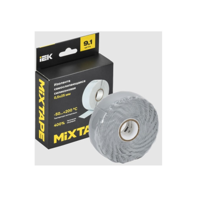 Изолента самослипающаяся силиконовая резиновая IEK MIXTAPE PRO 0,5x25 мм, 9,1 м