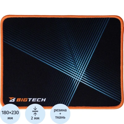 Коврик для мыши BigTech HMP0009 резина+ткань/23х18х0,2/черный