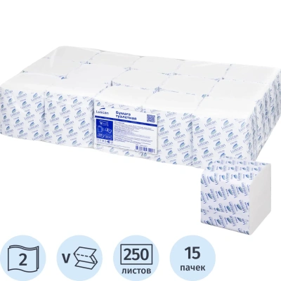 Бумага туалетная д/дисп Luscan Professional 2сл белая цел 250л 15пач/уп