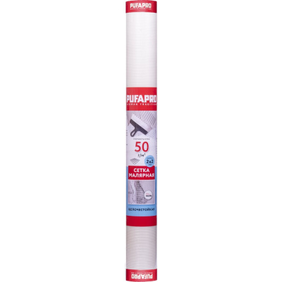 Малярная стеклотканевая сетка PUFAPRO 2х2 мм, 50 г/кв.м, 1 м х 50 м