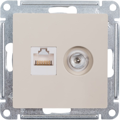 Розетка Systeme Electric ТВ + компьютерная RJ45 Бежевый 2-ая категории 5Е