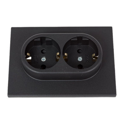 Механизм розетки GUSI Electric GUSI UGRA 2-ой с/з с з/ш, скрытая установка, 16А, 250В Цвет графит C11Р6-010