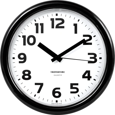 Часы настенные, диаметр 24.5см, кольцо пластик - черный 21200216