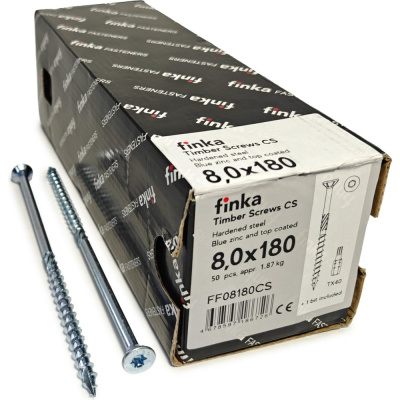 Шурупы конструкционные Finka Timber Screws CS 8,0x180 TX40 (Голубой цинк, потай, 50шт)