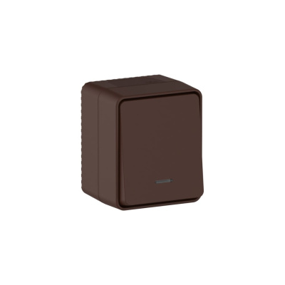 Выключатель с подсветкой Systeme Electric 1-клавишный ATLASDESIGN PROFI, коричневый, IP54, открытый монтаж, 10 АХ