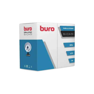 Кабель сетевой BURO BU-CCA-051 UTP 4 пары cat5E solid 0.51мм CCA 305м серый