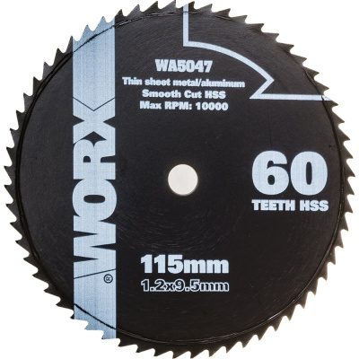 Пильный диск по металлу (60T; 115х1.2х9.5 мм) WORX