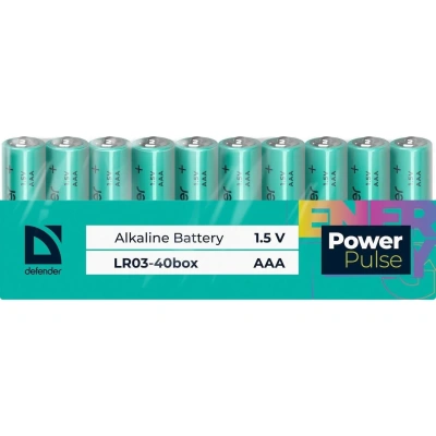Батарейка DEFENDER алкалиновая LR03-40box AAA, бокс 40шт/уп PowerPulse