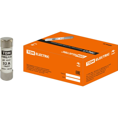 Плавкая вставка TDM ELECTRIC ПВЦ-С3 14x51 aR (быстродействующая) 32А