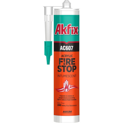 Огнестойкий акриловый герметик Akfix AC607 белый, 310 мл AA701 пластоэластичный идеален для неподвижных соединений