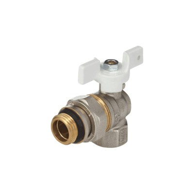 Кран шаровой латунный Aquasfera 1128 Standard никелированный, Ду15, Ру40, муфта/американка, полнопроходной, угловой