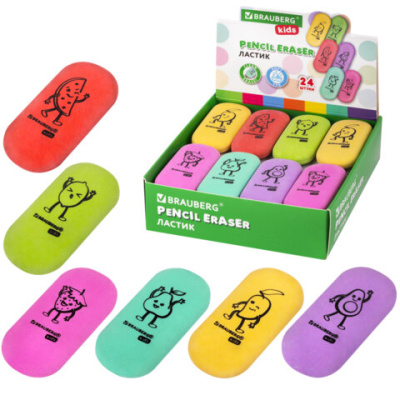 Ластик BRAUBERG KIDS "Fruits", 50х23х10 мм, овальный, цвета ассорти, 272674