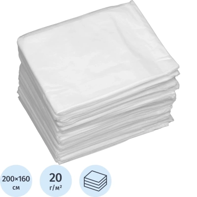 Простыня 200x160, смс, белый, 15шт/уп, штучно, 600-711