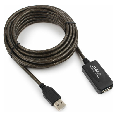 Кабель удлинитель (передача данных) USB 2.0, активный, Cablexpert UAE-01-5M, AM/AF, 5м