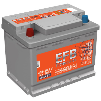 Аккумулятор TITAN EFB 60.1 VL прямая полярность, 600 А
