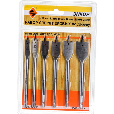 Набор перовых сверл по дереву Энкор