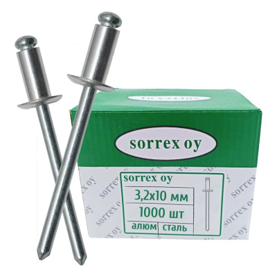SORREX Заклепка вытяжная 3.2х10 алюминий/сталь (1000штук) 2ASD