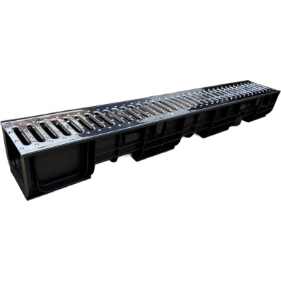 Пластиковый лоток Gidrolica dn100 h120 мм с нержавеющей решеткой класс a15