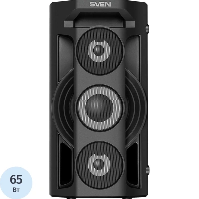 Колонка портативная Sven PS-680, 65W, Bluetooth, FM, USB, microSD, LED-дисплей, пульт, караоке, подсветка, черный