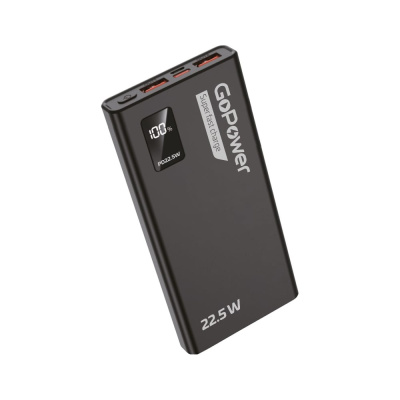 Внешний аккумулятор GoPower PB03-20 20000mAh 3.0A 22.5W 2USB/Type-C черный 00-00029660