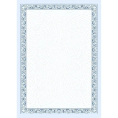 Сертификат-бумага с рамкой А4 синяя кружева, 250 г/кв.м, 20 шт/уп КЖ-1794/8