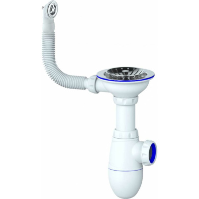 Сифон Unicorn B411P 3 1/2х40 с круглым переливом винт, шток, ручка - пластик