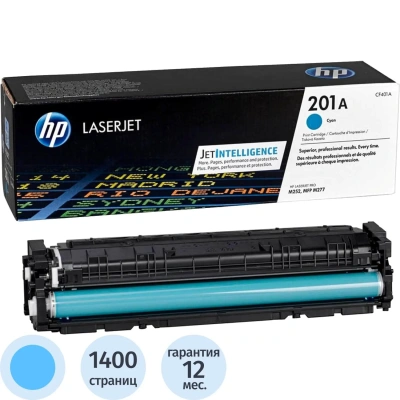 Картридж лазерный HP (CF401A) LaserJet Pro M277n/dw/M252n/dw, №201A, голубой, оригинальный, ресурс 1400 страниц